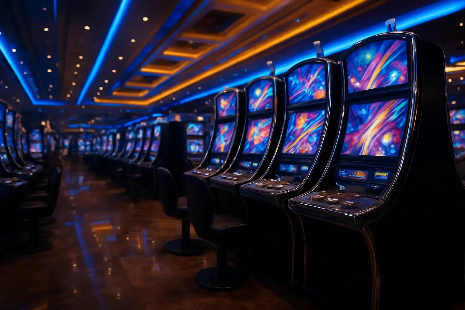 Premium Philippine casino slots floor at night inside Manila resort